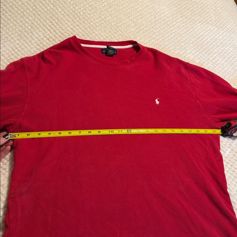 Polo by Ralph Lauren Men's Vibrant Red Long Sleeve Tee - Picture 5 of 10